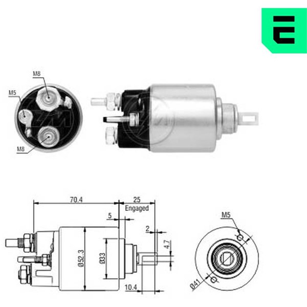 Magnetswitch, startmotor 12V