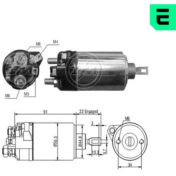 Magnetswitch, startmotor 12V