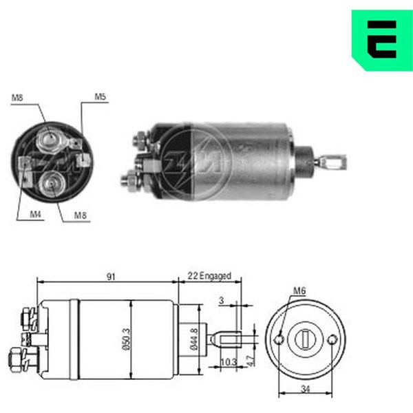 Magnetswitch, startmotor 12V