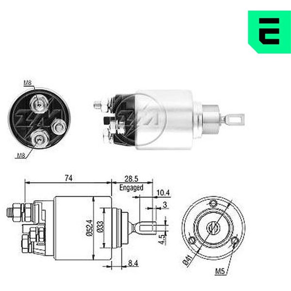 Magnetswitch, startmotor 12V