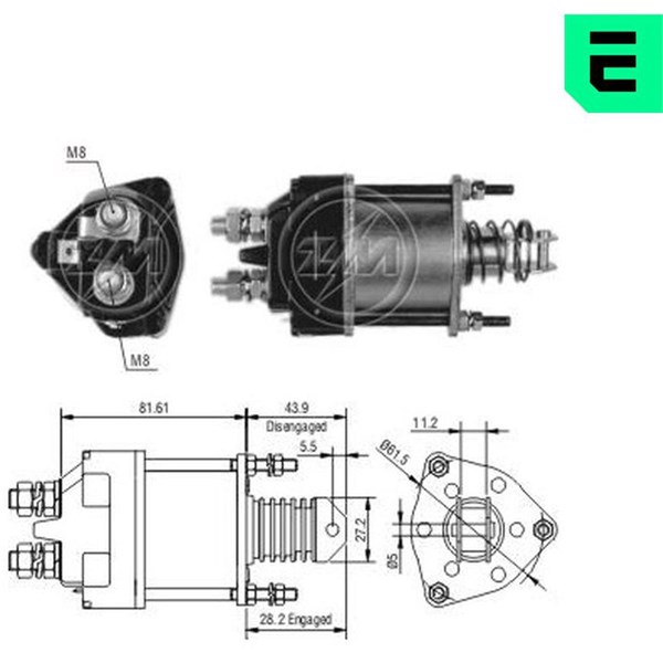 Magnetswitch, startmotor 12V