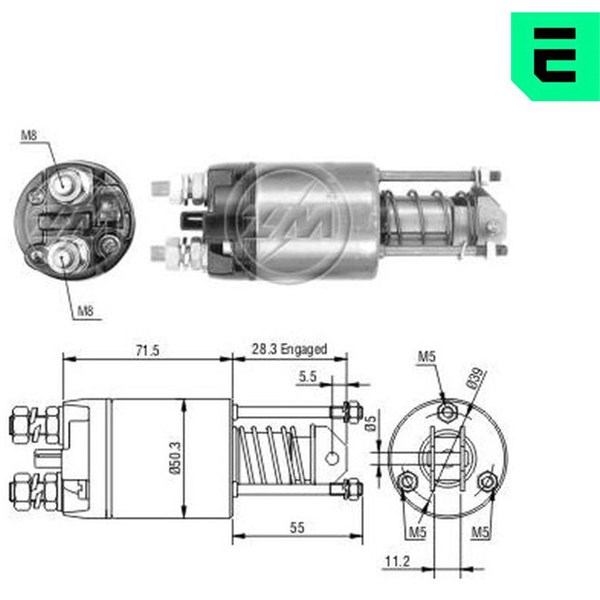 Magnetswitch, startmotor 12V