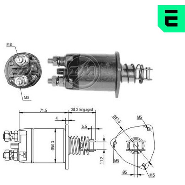 Magnetswitch, startmotor 12V
