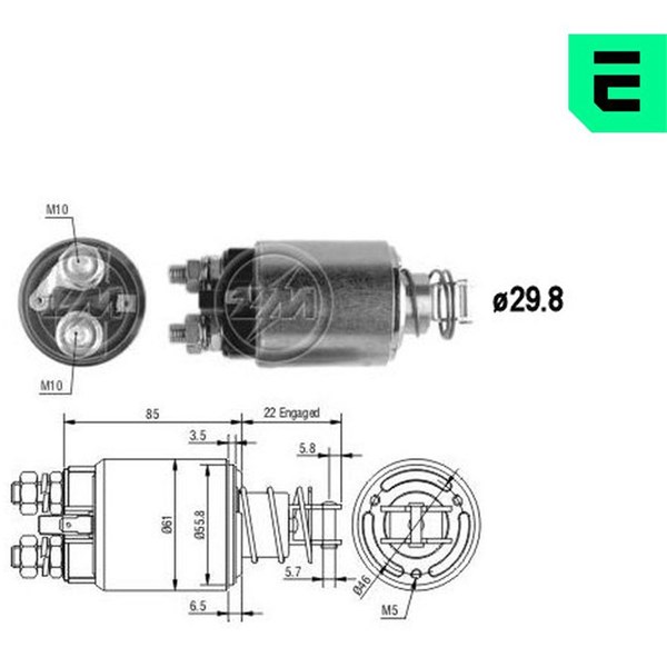 Magnetswitch, startmotor 12V