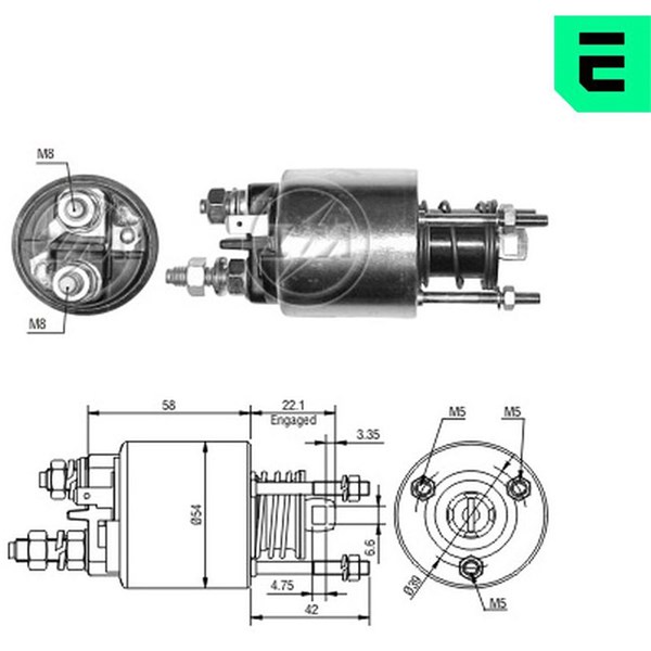 Magnetswitch, startmotor 12V