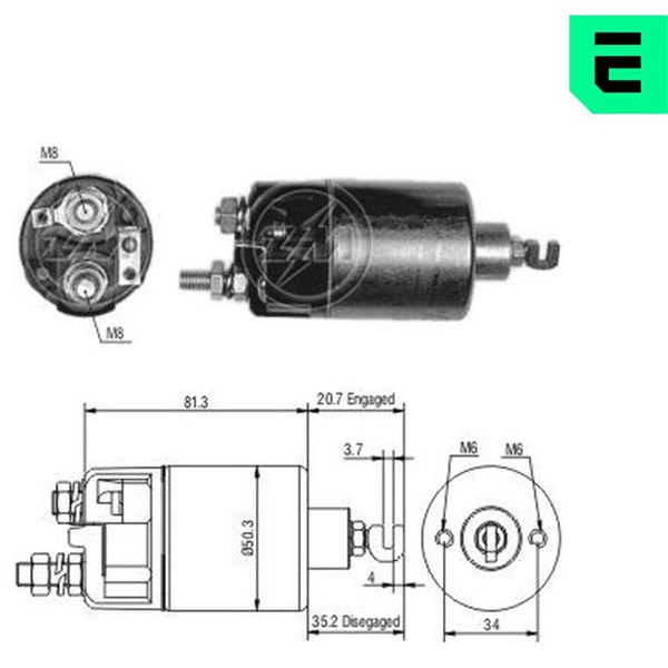 Magnetswitch, startmotor 12V