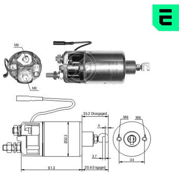 Magnetswitch, startmotor 12V