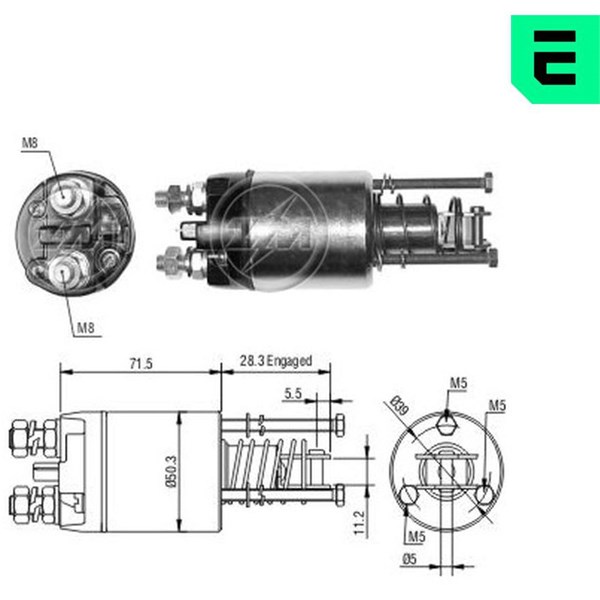 Magnetswitch, startmotor 12V
