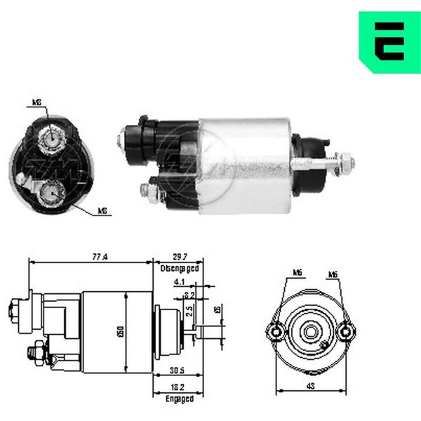 Magnetswitch, startmotor 12V