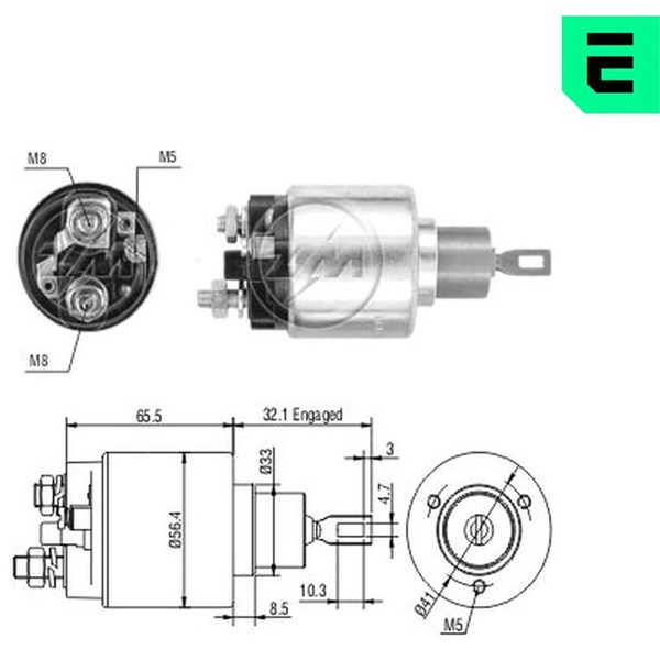 Magnetswitch, startmotor 12V