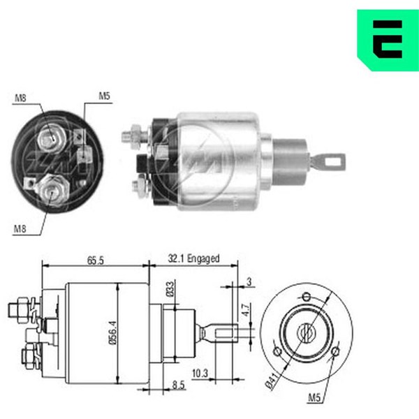 Magnetswitch, startmotor 12V
