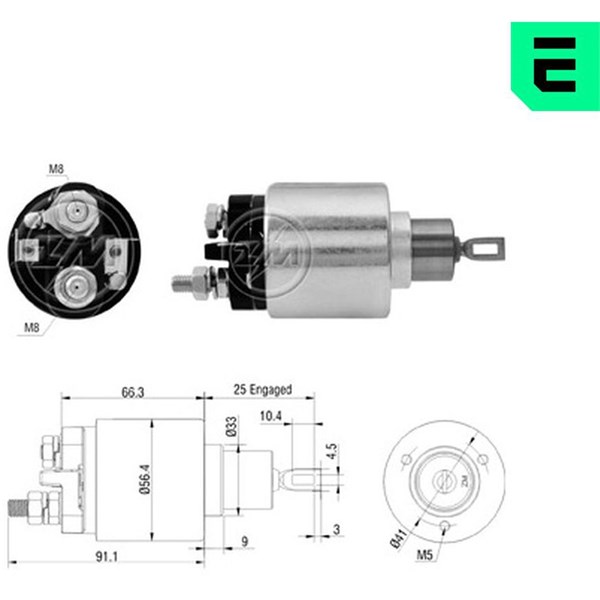 Magnetswitch, startmotor 12V