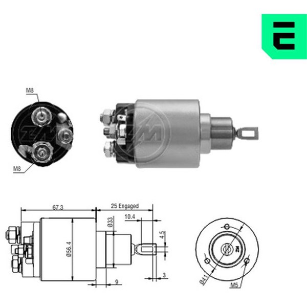 Magnetswitch, startmotor 12V