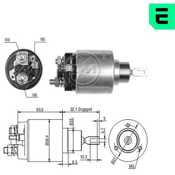 Magnetswitch, startmotor 12V