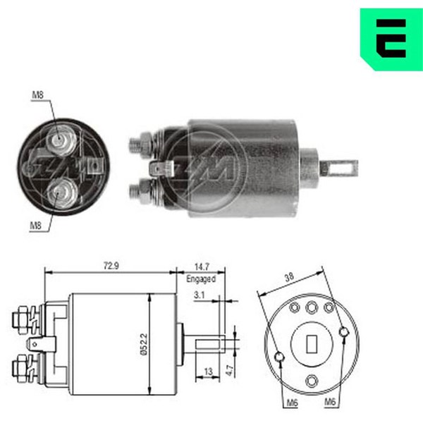 Magnetswitch, startmotor 12V