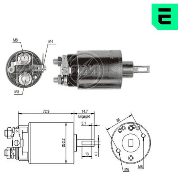 Magnetswitch, startmotor 12V