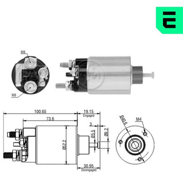 Magnetswitch, startmotor 12V