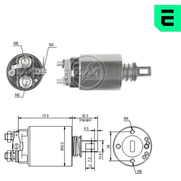 Magnetswitch, startmotor 12V