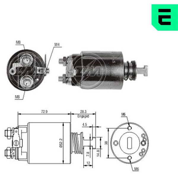 Magnetswitch, startmotor 12V