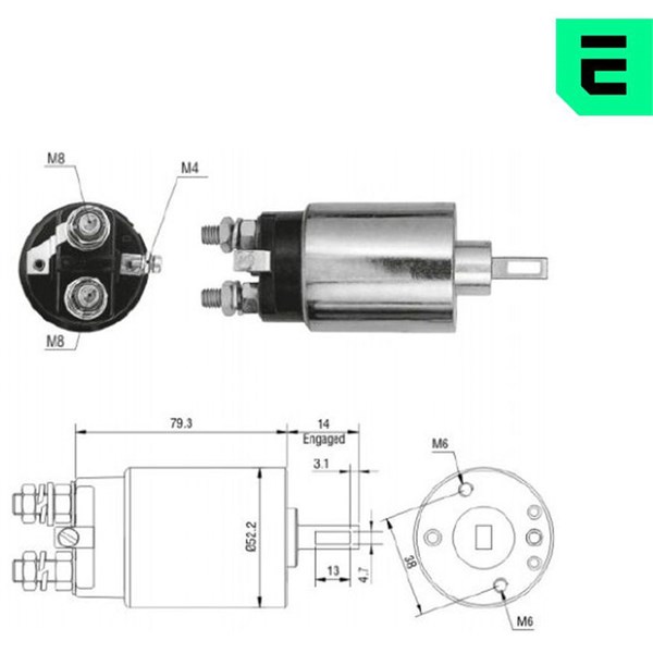 Magnetswitch, startmotor 12V Magnetswitch, startmotor 12V