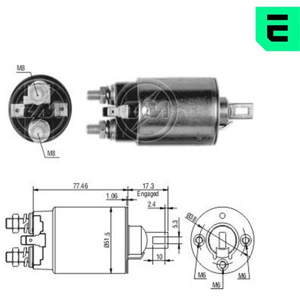 Magnetswitch, startmotor 12V