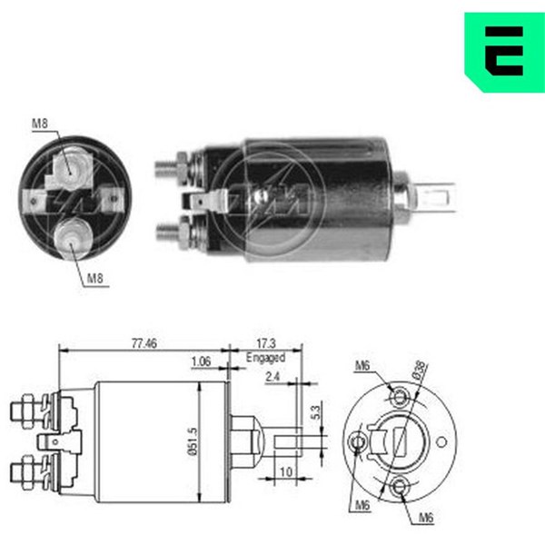 Magnetswitch, startmotor 12V