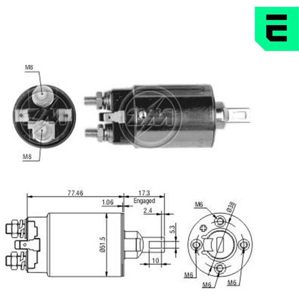 Magnetswitch, startmotor 12V