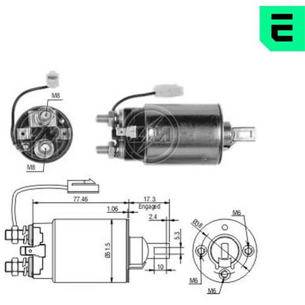 Magnetswitch, startmotor 12V