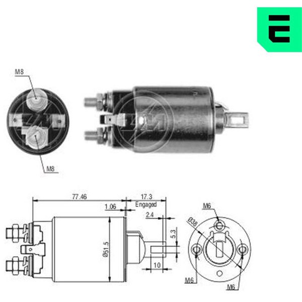 Magnetswitch, startmotor 12V
