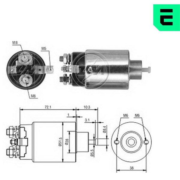 Magnetswitch, startmotor 12V