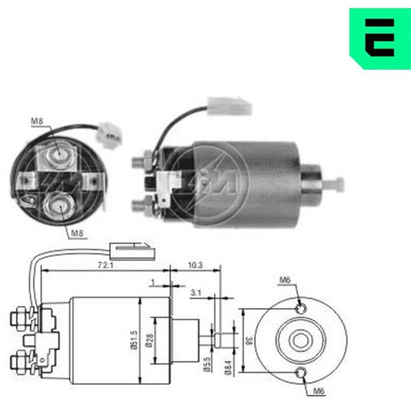 Magnetswitch, startmotor 12V
