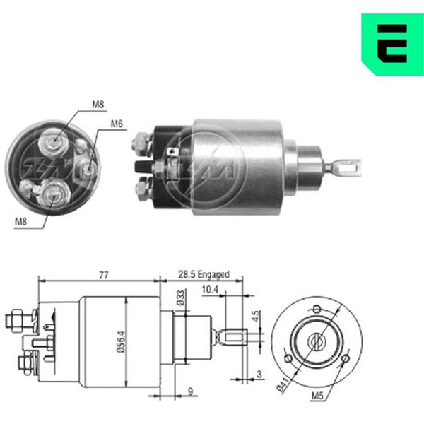 Magnetswitch, startmotor 12V