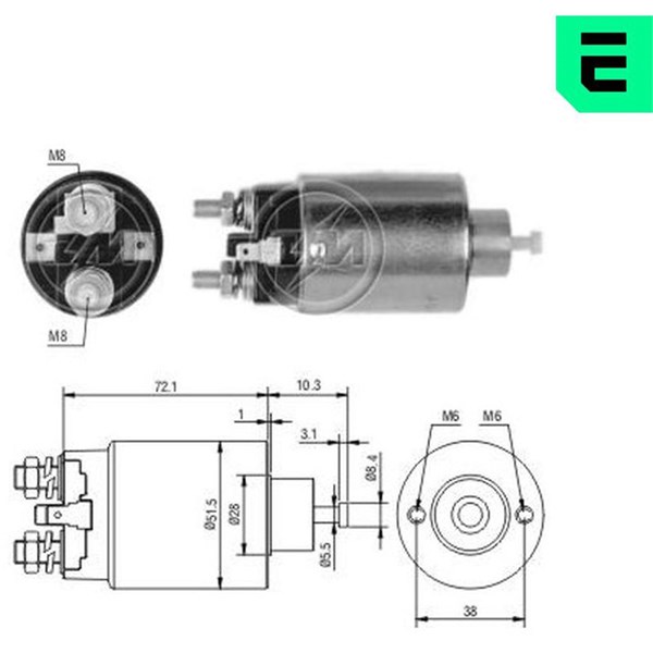 Magnetswitch, startmotor 12V