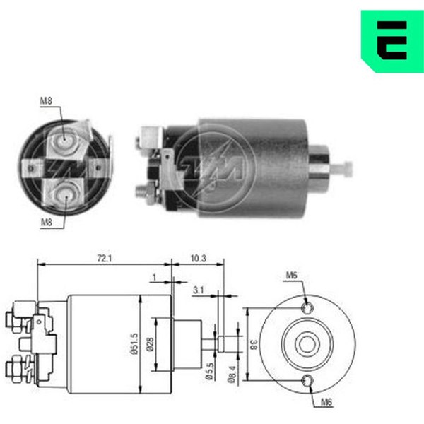 Magnetswitch, startmotor 12V