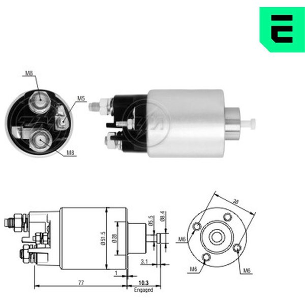 Magnetswitch, startmotor 12V