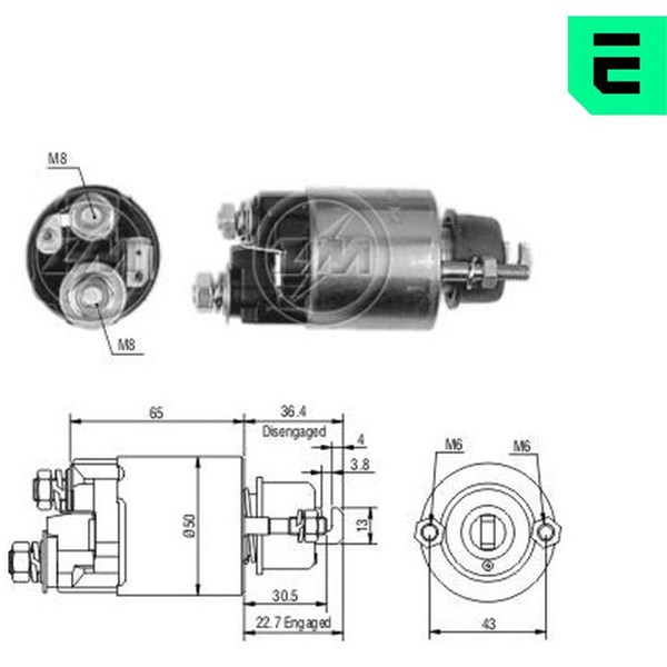 Magnetswitch, startmotor 12V