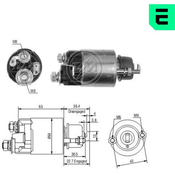 Magnetswitch, startmotor 12V