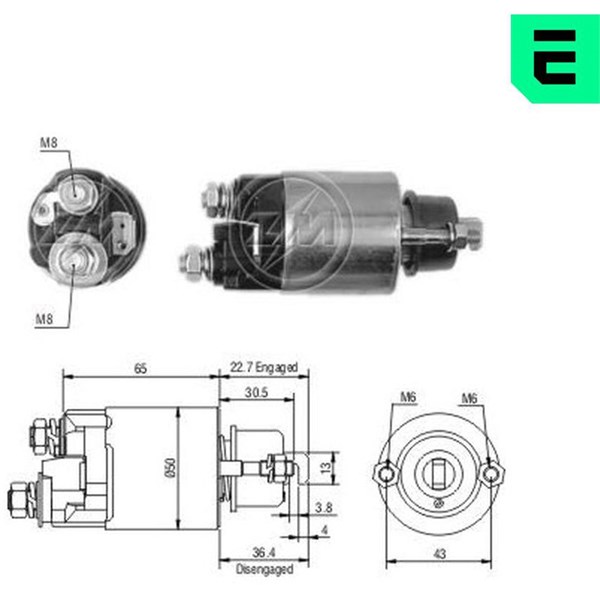Magnetswitch, startmotor 12V