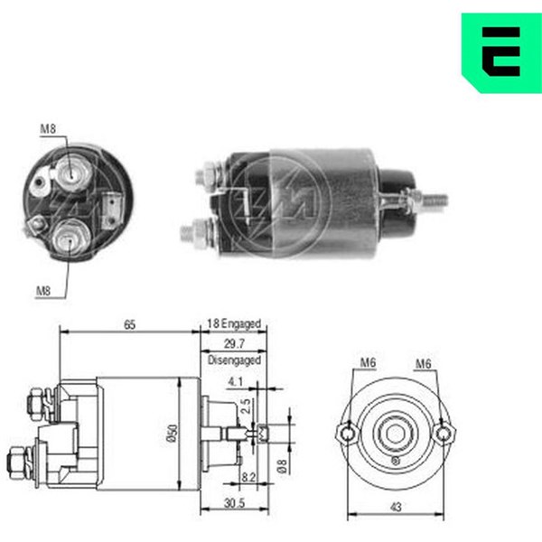 Magnetswitch, startmotor 12V