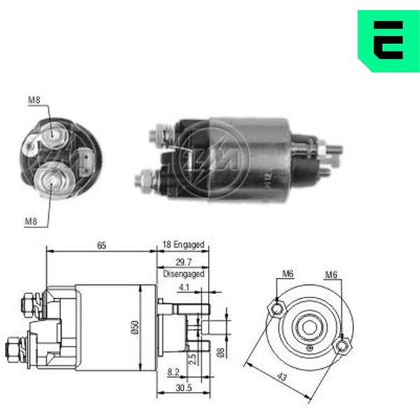 Magnetswitch, startmotor 12V