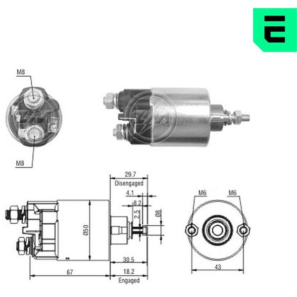 Magnetswitch, startmotor 12V