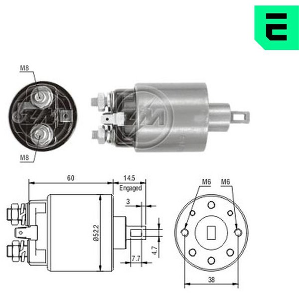 Magnetswitch, startmotor 12V