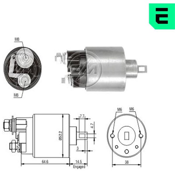 Magnetswitch, startmotor 12V