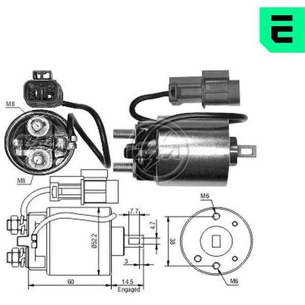 Magnetswitch, startmotor 12V