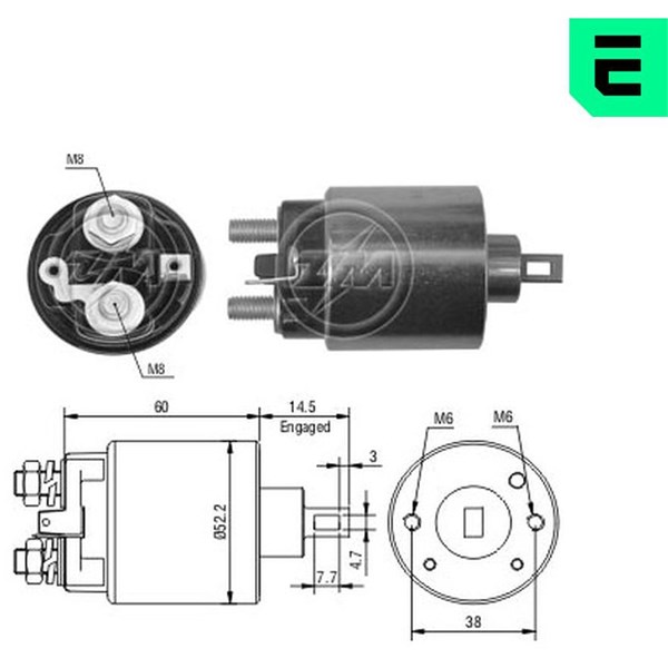 Magnetswitch, startmotor 12V