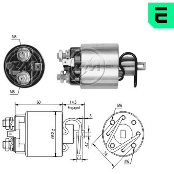 Magnetswitch, startmotor 12V