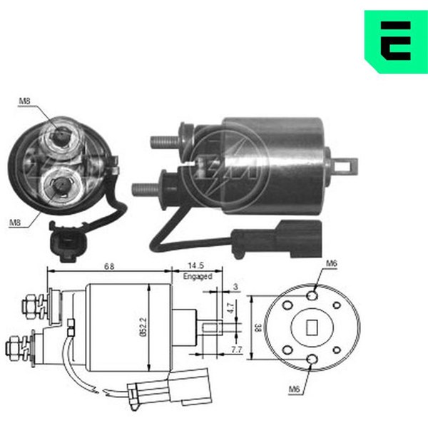 Magnetswitch, startmotor 12V