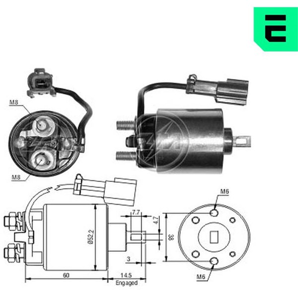 Magnetswitch, startmotor 12V