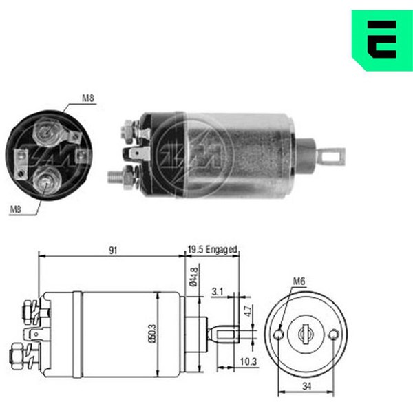 Magnetswitch, startmotor 12V
