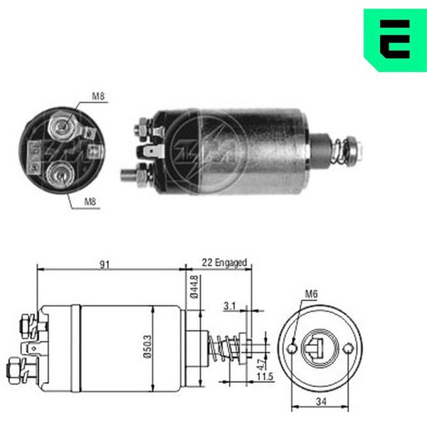 Magnetswitch, startmotor 12V